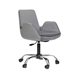 Krom Metal Ayaklı Ofis Çocuk Odası Çalışma Sandalyesi (ayarlanilabi̇li̇r) Pescado Gri