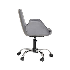 Krom Metal Ayaklı Ofis Çocuk Odası Çalışma Sandalyesi (ayarlanilabi̇li̇r) Pescado Gri