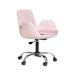 Krom Metal Ayaklı Ofis Çocuk Odası Çalışma Sandalyesi (ayarlanilabi̇li̇r) Pescado Pembe