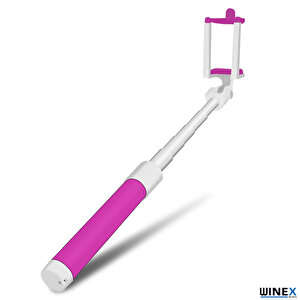 Winex Sr342 Katlanabilir Type-c Selfie Girişli Stick Çubuğu Pembe