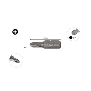 Ph2 X 25 Mm Yıldız Bits Uç (düşük Çap) Cb/262