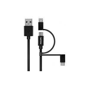 Playstation 4/5 İle Uyumlu Joystick Şarj Kablo 3in1 Micro-lightining-type-c Hızlı Şarj Data Kablo 1.2m Dlc3104t Siyah