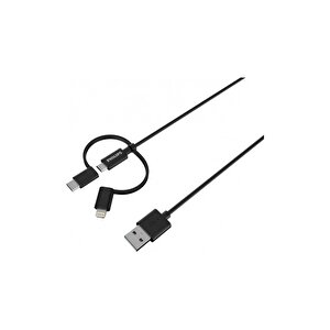 Playstation 4/5 İle Uyumlu Joystick Şarj Kablo 3in1 Micro-lightining-type-c Hızlı Şarj Data Kablo 1.2m Dlc3104t Siyah