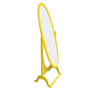 Ayna Ayaklı12566 Oval Boy Kayın Mdf Parlak Sari Natüre Klasik Mobilya El Yapım
