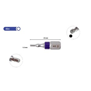 1.5 X 25 Mm Allen Bits Uç Renk Kodlu Cb/1815tc