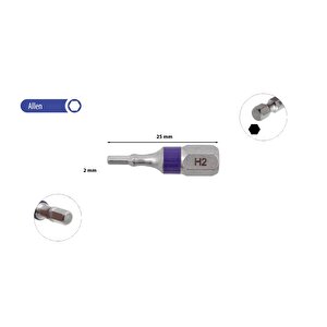 2 X 25 Mm Allen Bits Uç Renk Kodlu Cb/1820tc
