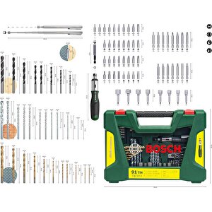Bosch V-line 91 Parça Vidalama Ve Matkap Ucu Aksesuar Seti - 2607017195