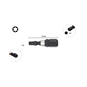T15 X 25 Mm Darbeli Torx Bits Uç Cb/807tm