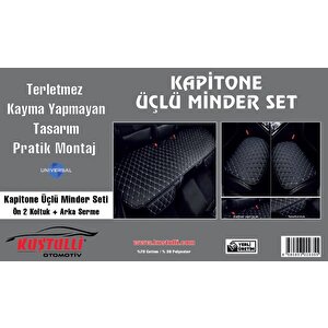 Kustulli Universal 3'lü Terletmez Kaymaz Oto Koltuk Kapitone Minder Siyah K0636