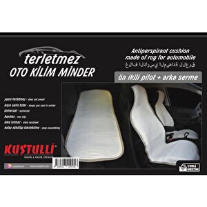 Kustulli Universal Terletmez 3'lü Pilot Kilim Minder Oto Kılıf Takımı Siyah K0423