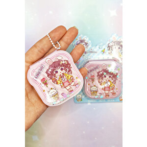 Sulu Pullu Anahtarlıklı Not Defteri (7x7 Cm) - Tavşan Kız Anime