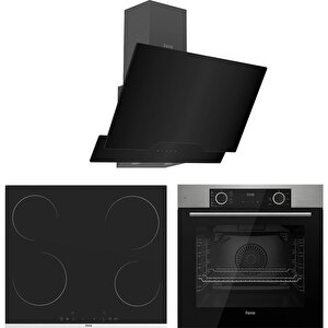 Fryart Ms Serisi Inox-siyah Ankastre Elektrikli Cam Set D063 + Ms261 + Xe63mi