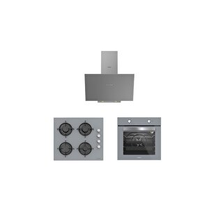 3'lü Gri Cam Ankastre Set (3481 Flam 60 Gri+cs5349s01+bo6501s01)