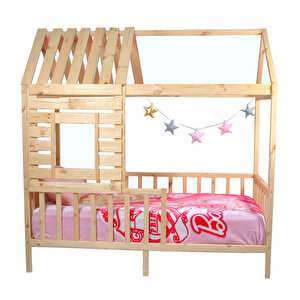 Montessori Yatak Çocuk Yatak Pencereli Çatılı Çam Elit 80x180 cm