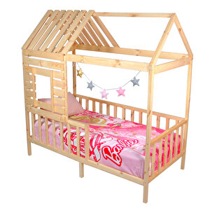 Montessori Yatak Çocuk Yatak Pencereli Çatılı Çam Elit 80x180 cm