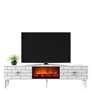 Varrna Tv Sehpasi Şömi̇neli̇ (alt Modül ) Beyaz-Beyaz Beyaz
