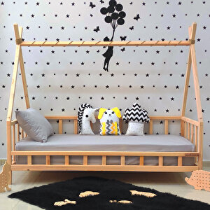 Montessori Yatak Çocuk Yatak Korumalıklı Karyola Ahşap Beşik