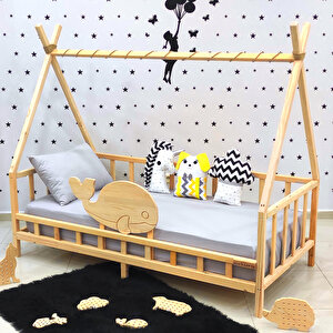 Montessori Karyola Bebek Ve Çocuk Yatak Korumalıklı Ahşap Yatak 90x190 cm