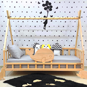 Montessori Karyola Bebek Ve Çocuk Yatak Korumalıklı Ahşap Yatak 90x190 cm