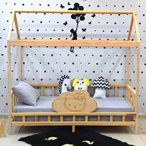 Montessori Yatak Çocuk Yatak Kedi Korumalıklı Karyola Ahşap Beşik 100x200 cm