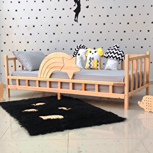 Montessori Karyola Çocuk Yatak Korkuluklu Ahşap Beşik 80x130 cm