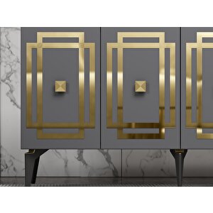 Lottus Konsol Lazer Desenli̇ ,  4 Kapakli , Rafli Antrasit-Altın Antrasit Gold