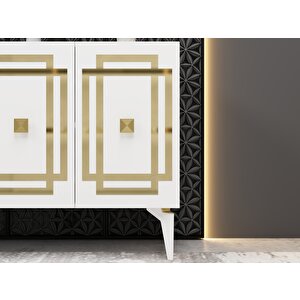 Lottus Konsol Lazer Desenli̇ ,  4 Kapakli , Rafli Beyaz-Altın