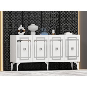 Lottus Konsol Lazer Desenli̇ ,  4 Kapakli , Rafli Beyaz-Gümüş Beyaz-Gümüş