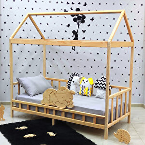 Ahşap Montessori Çocuk Yatak Bebek Karyola Beşik 80x180 cm