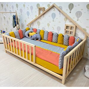 Ahşap Karyola Bebek Montessori Karyola Çocuk Yatak Doğal Çam 120x200 cm