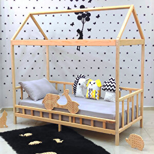 Ahşap Montessori Yatak Motorlu Çocuk Karyola Bebek Yatak 80x180 cm