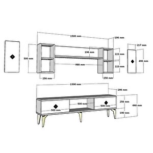 Dorruk Şömineli Tv Ünitesi Takımı Beyaz-Gümüş