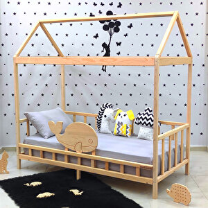 Balina Montessori Yatak Ahşap Yatak Çocuk Ve Bebek Karyola 80x180 cm