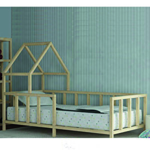 Selen Çocuk Yatak Montessori Karyola Doğal Çam Beşik 120x200 cm