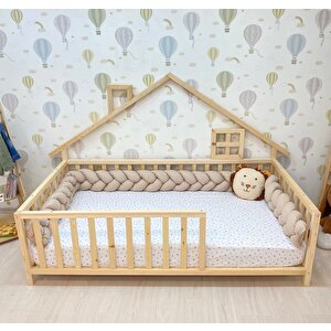 Ahşap Karyola Bebek Montessori Karyola Çocuk Yatak Doğal Çam 80x180 cm