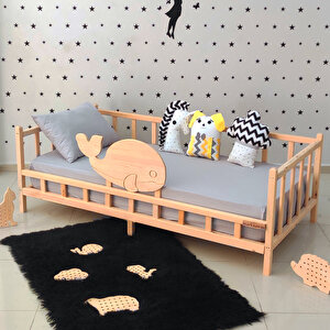 Premıum Balina Montessori Yatak Doğal Çam Çocuk Karyola 80x130 cm