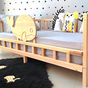 Premıum Balina Montessori Yatak Doğal Çam Çocuk Karyola 80x130 cm