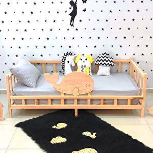 Premıum Balina Montessori Yatak Doğal Çam Çocuk Karyola 80x130 cm
