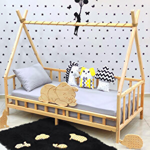 Ayıcıklı Montessori Yatak Ahşap Çocuk Ve Bebek Karyola