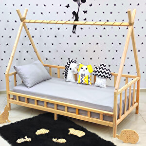 Motosikletli Montessori Yatak Doğal Çam Ağacı Çocuk Karyola