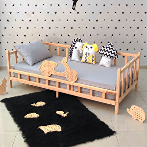 Motosikletli Montessori Yatak Ahşap Beşik Çocuk Karyola 80x130 cm