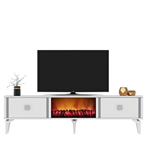 Dorruk Şömi̇neli̇ Tv Sehpasi (alt Modül) Beyaz-Gümüş Beyaz-Gümüş