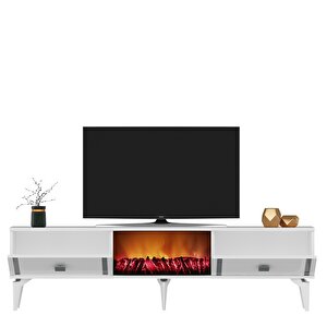 Dorruk Şömi̇neli̇ Tv Sehpasi (alt Modül) Beyaz-Gümüş