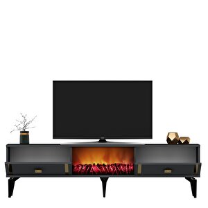 Dorruk Şömi̇neli̇ Tv Sehpasi (alt Modül) Antrasit-Altın Antrasit Gold