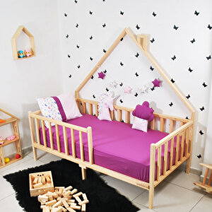 Montessori Yatak Çocuk Karyola Beşik Doğal Çam Ağacı Defne 80x180 cm