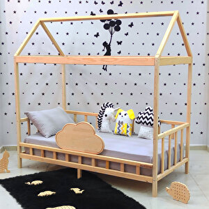 Montessori Yatak Bulut Karyola Ahşap Yatak Bebek Beşik 80x130 cm
