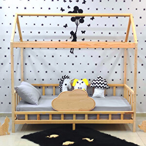 Montessori Yatak Bulut Karyola Ahşap Yatak Bebek Beşik 80x130 cm