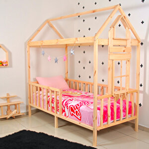 Montessori Yatak Ahşap Çocuk Karyola Bebek Beşik 80x180 cm