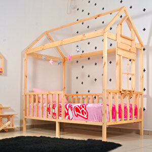 Montessori Yatak Ahşap Çocuk Karyola Bebek Beşik 90x200 cm