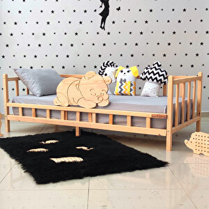 Ayıcıklı Montessori Yatak Ahşap Karyola Bebek Beşik 60x120 cm